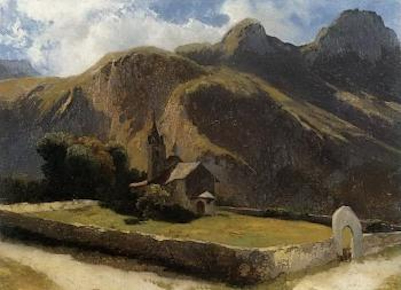 Eglise de Montagne avec les Tours d'Ai by Alexandre Calame