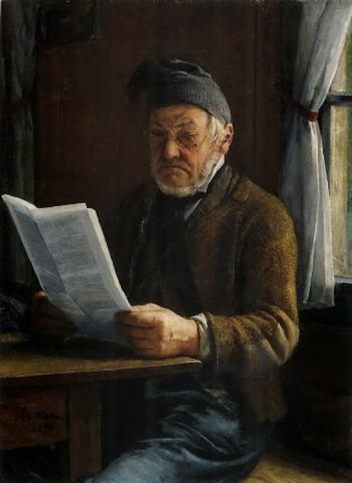Lisant le journal by Albert Anker
