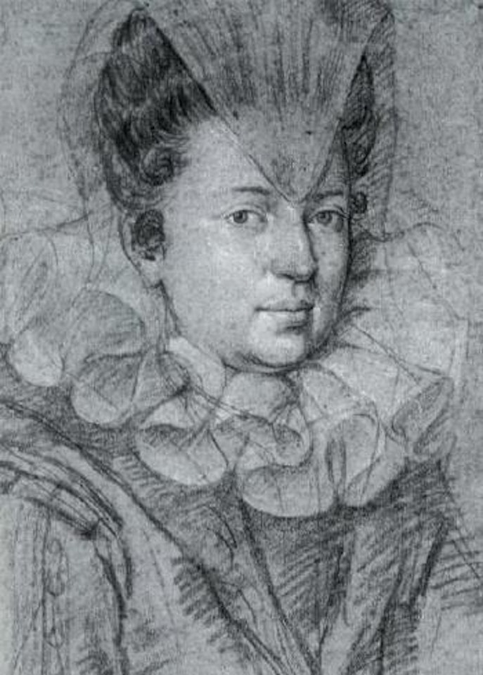 Portrait of elegant woman wearing ruff by Ottavio Leoni