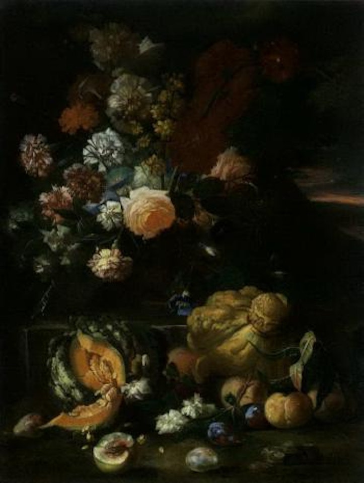 Still life of flowers, pumpkins and other fruit by Franz Werner von Tamm