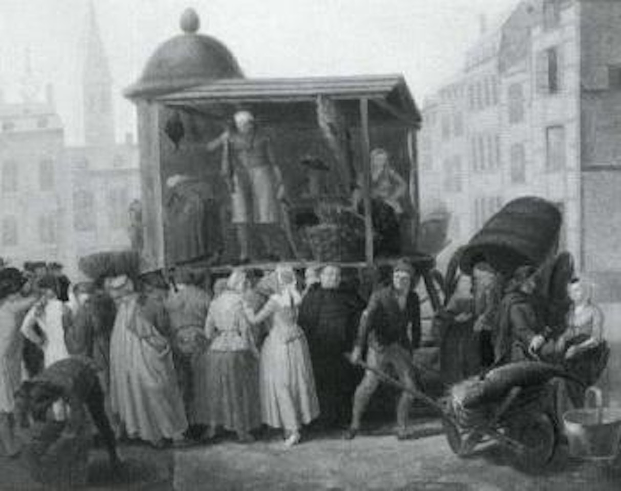 Fishmarket scene in English town by English School