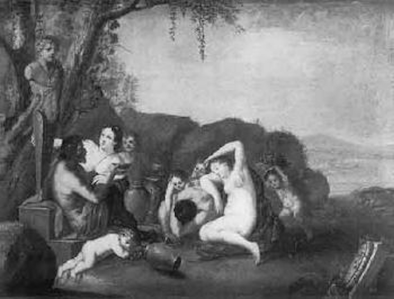 Bacchanale au pied du dieu Priape by French School
