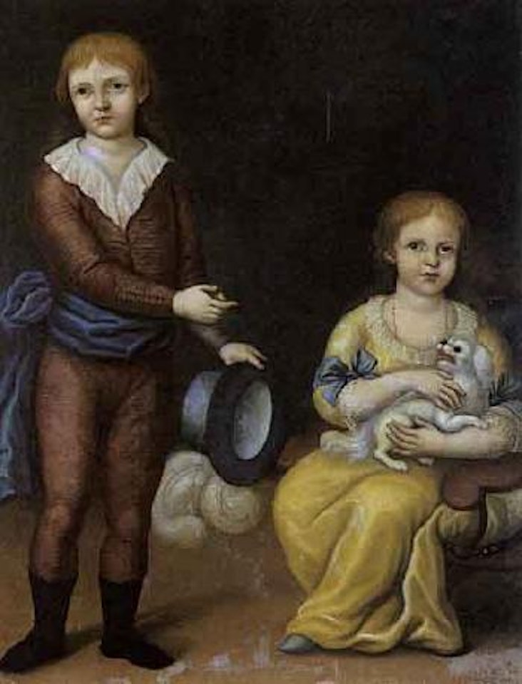 Deux enfants dans un paysage by Spanish School
