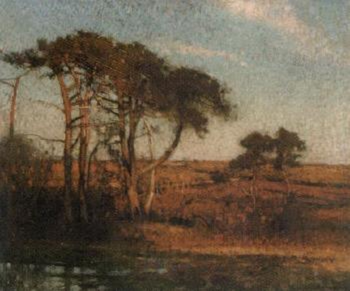 Sunrise over an autumnal landscape by John Arnesby Brown