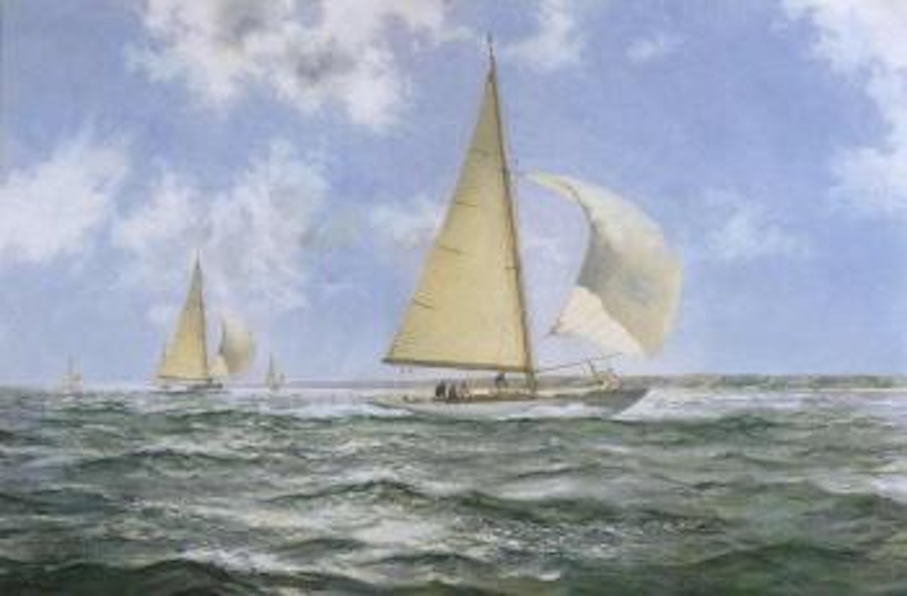 Up Solent eight metre yachting class by Montague Dawson