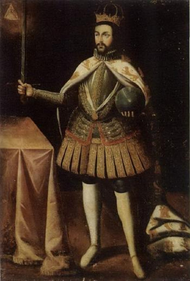 Portrait of King Richard II holding a sword and orb by English School