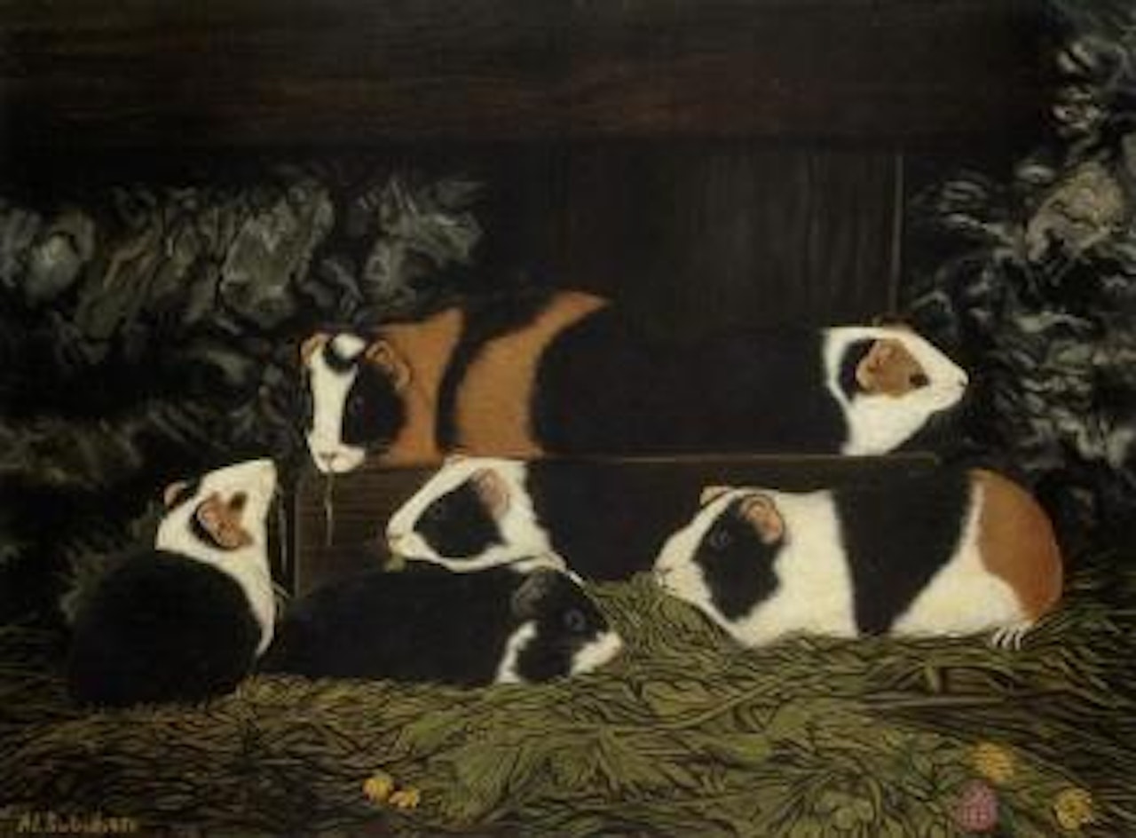 Six guinea pigs by Adolf Dietrich
