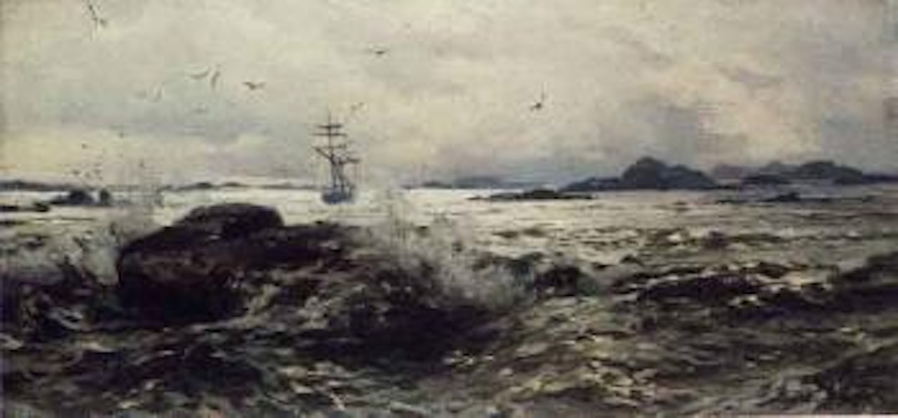 Sailing boat at sea by Walter Moras