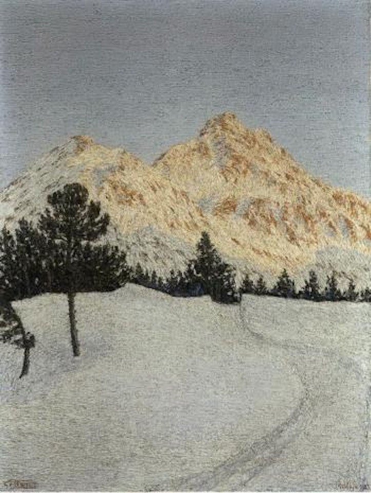 Piz Margna al tramonto by Gottardo Segantini