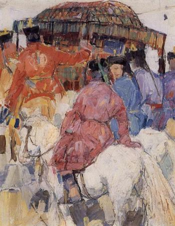 Mongolians on horseback by Leon Gaspard