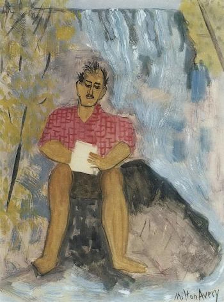 Self portrait by waterfall by Milton Avery