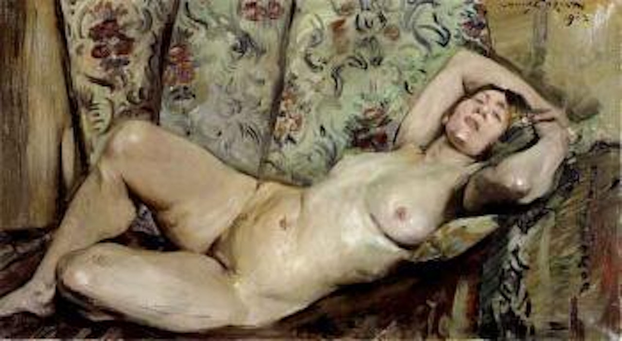 Reclining female nude by Lovis Corinth