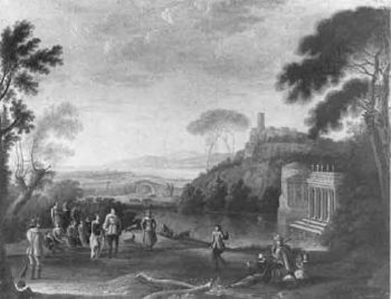 Peasants dancing in landscape by Claude Lorrain