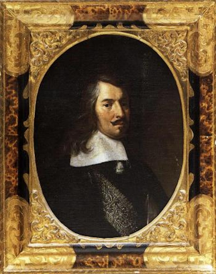 Ritratto di gentiluomo con baffi in abito scuro by Roman School