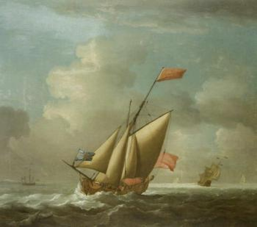Board of Admiralty Yacht in choppy waters off the South Downs by Peter Monamy