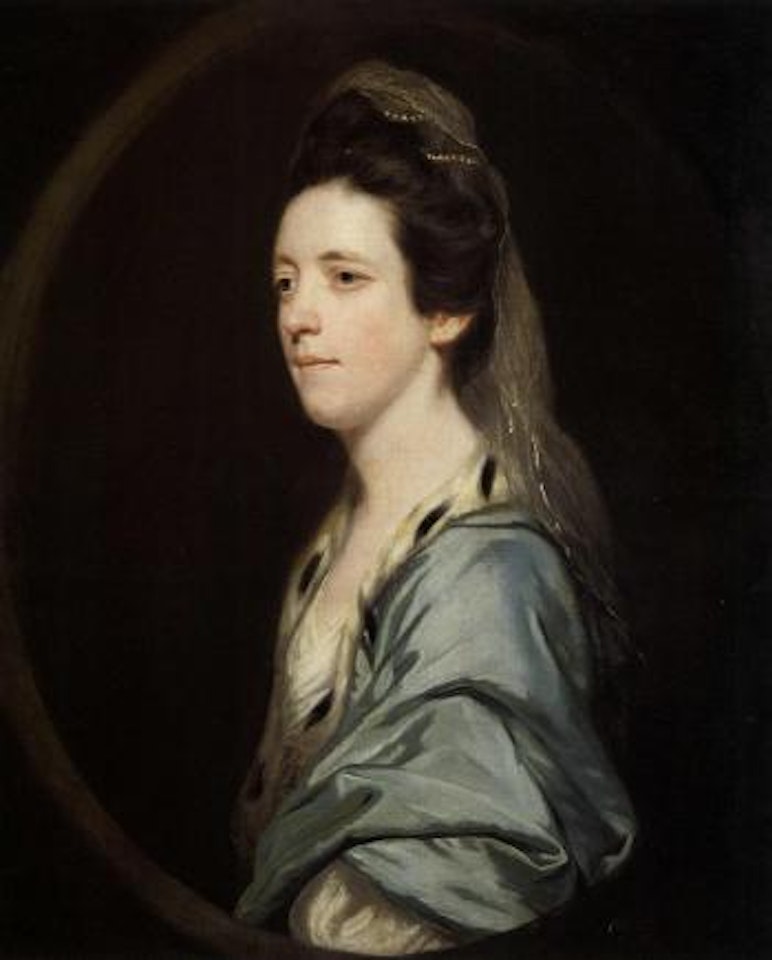 Portrait of Lady Mary Innes wearing a blue dress and pearls by Circle of Joshua Reynolds