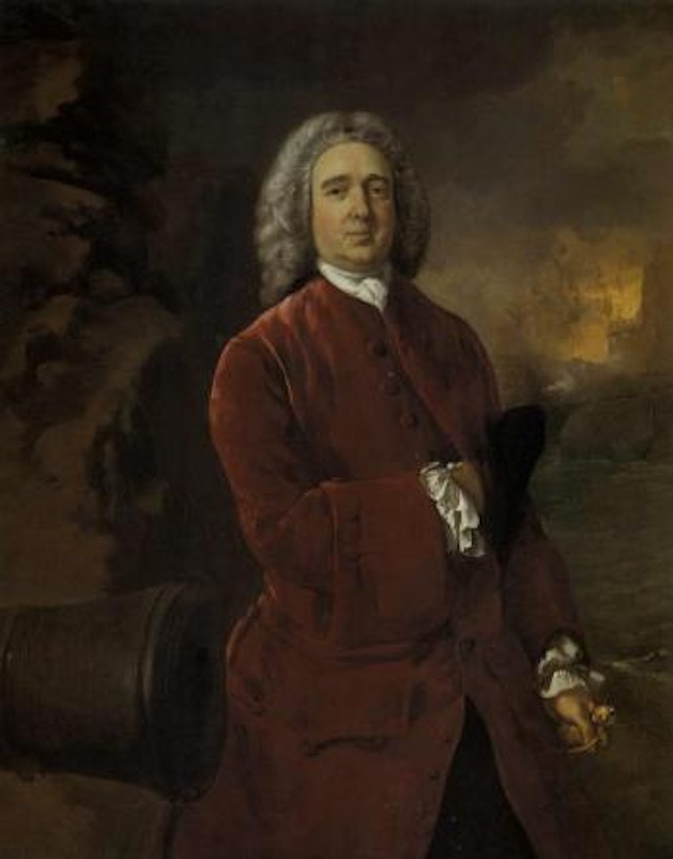 Portrait of Admiral Vernon wearing a red coat, holding a sword by Thomas Gainsborough