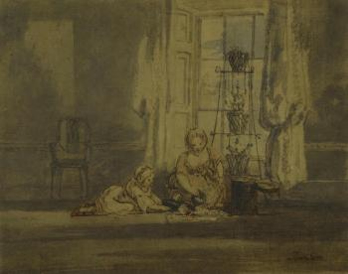 The Wells children playing in an interior by Joseph Mallord William Turner