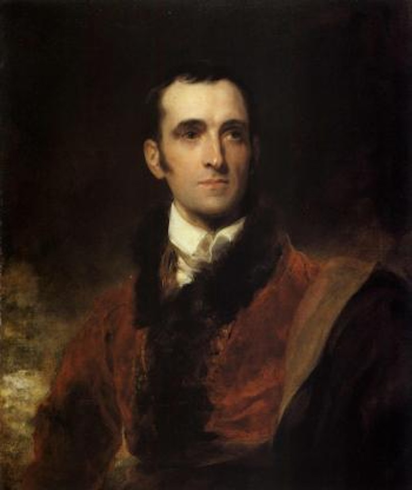 Portrait of Richard Hart Davis wearing a red coat by Sir Thomas Lawrence