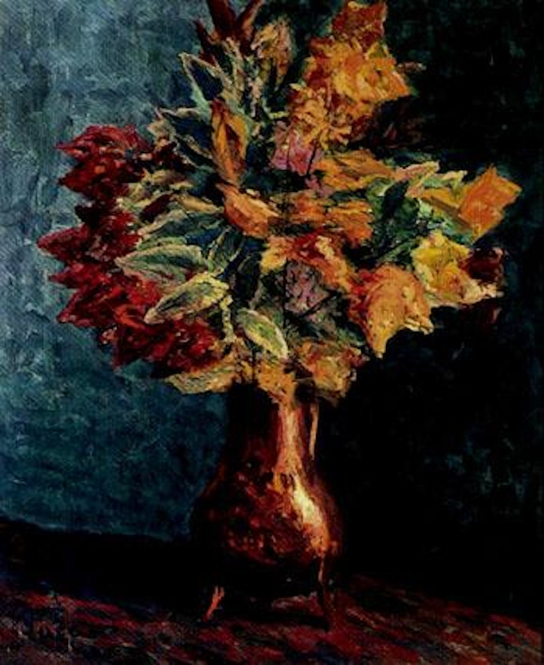 Bouquet de feuilles d'automne dans un pichet de cuivre by Maximilien Luce