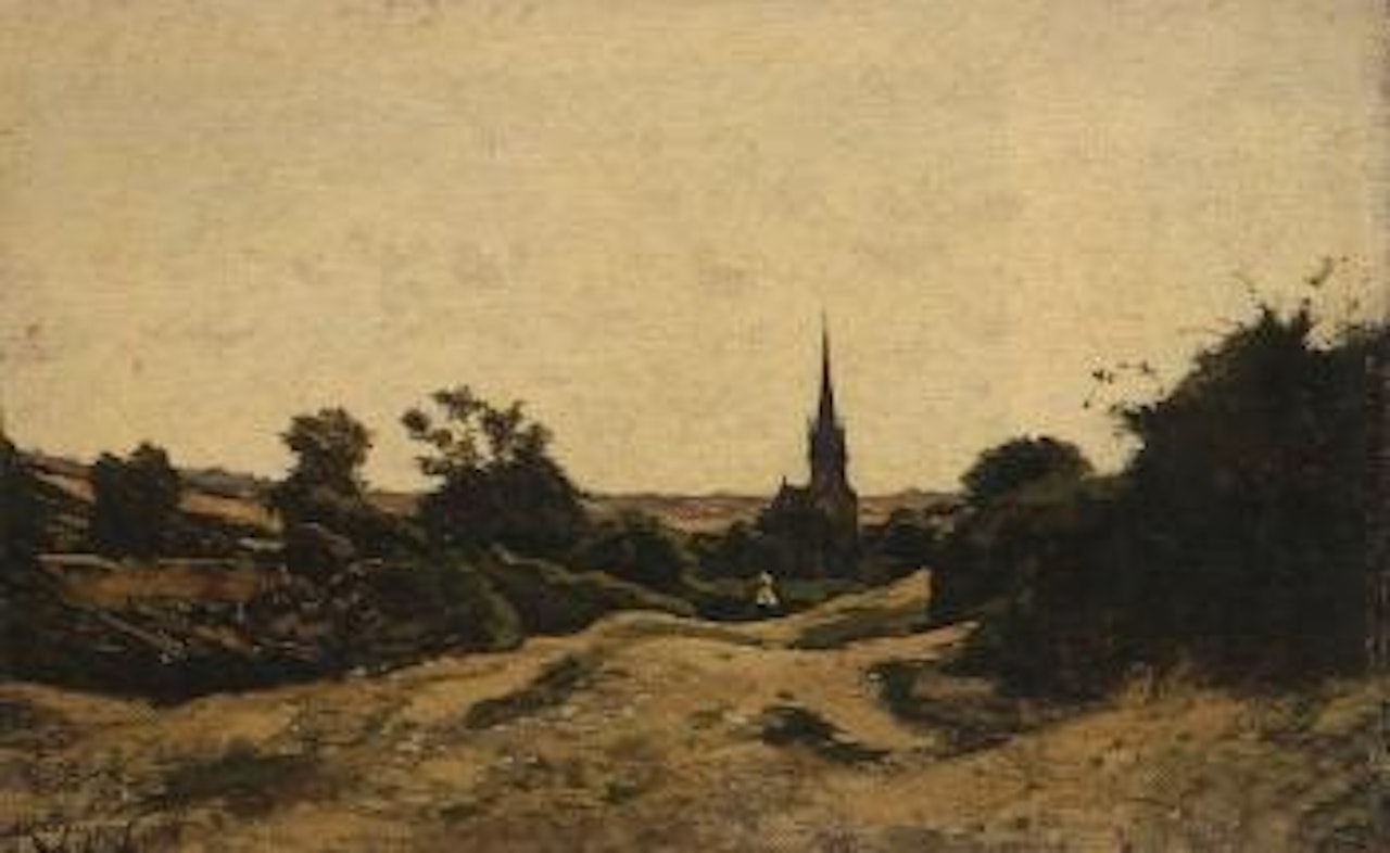 The path to the church by Henri Harpignies