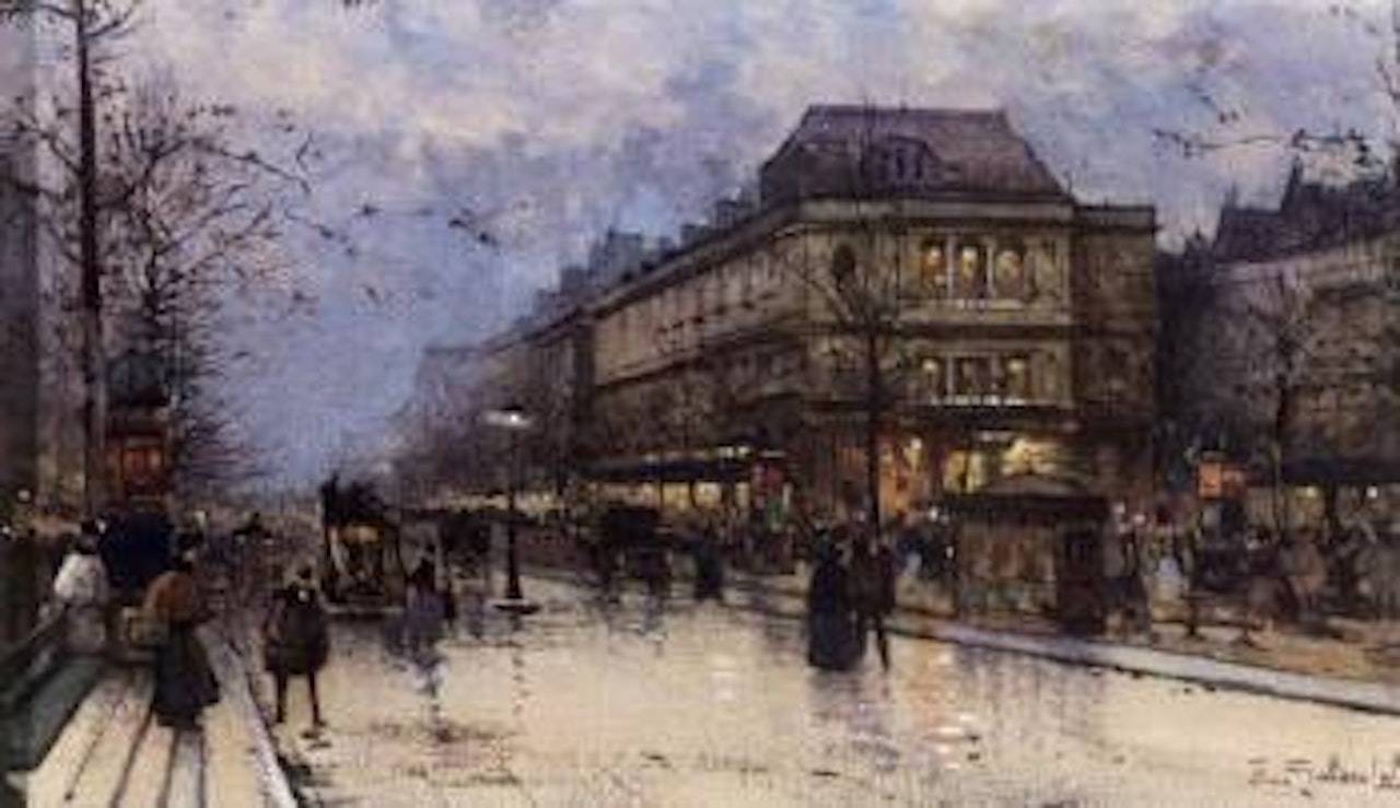 Boulevard Haussmann, Paris by Eugene Galien-Laloue