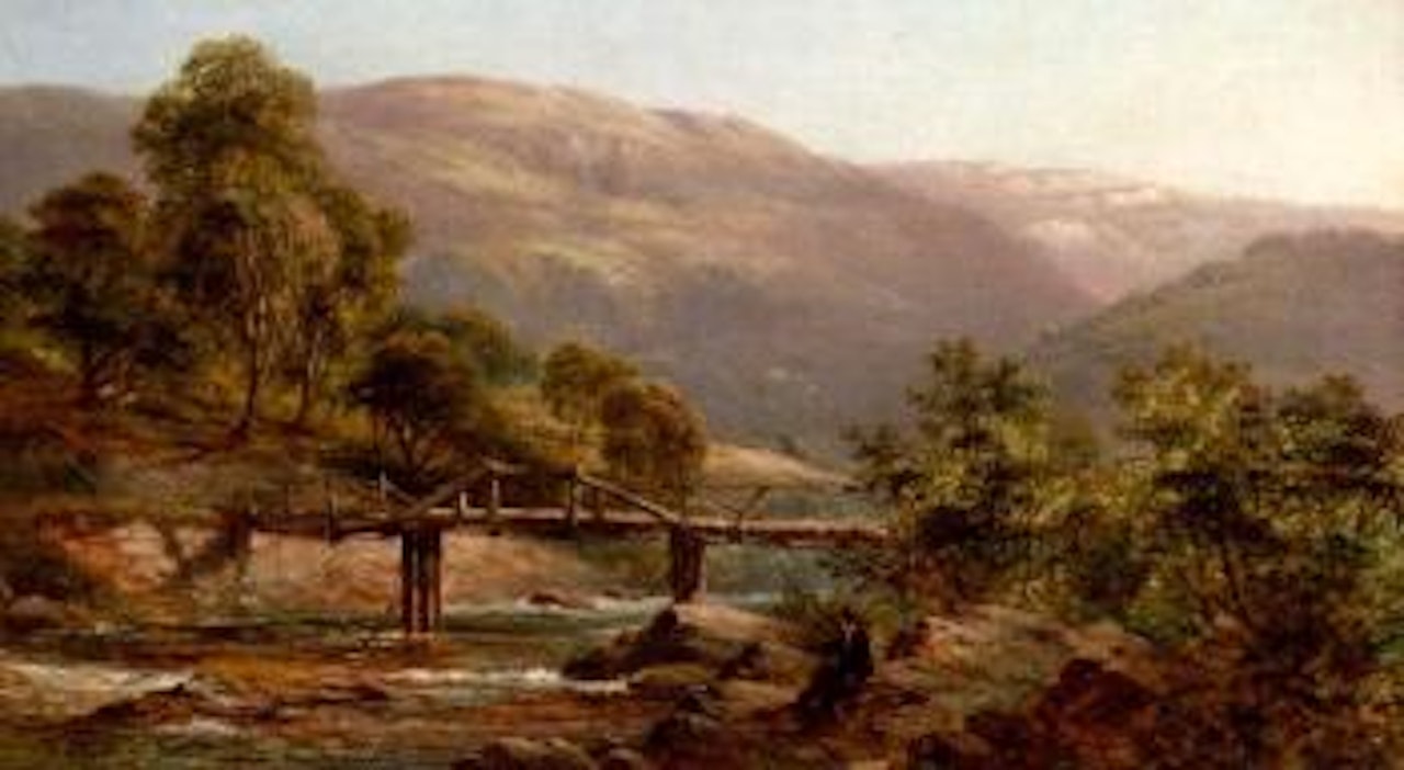 Angler by a highland river by Alfred de Breanski