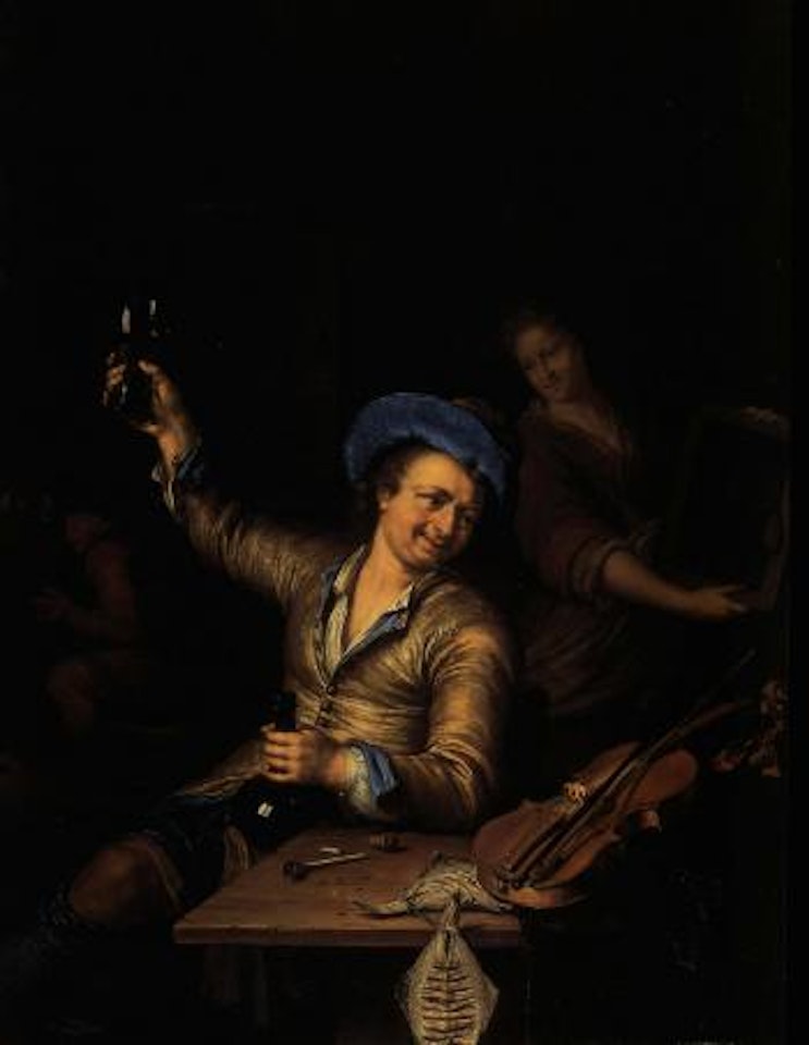 Violinist making merry in a tavern by Willem van Mieris