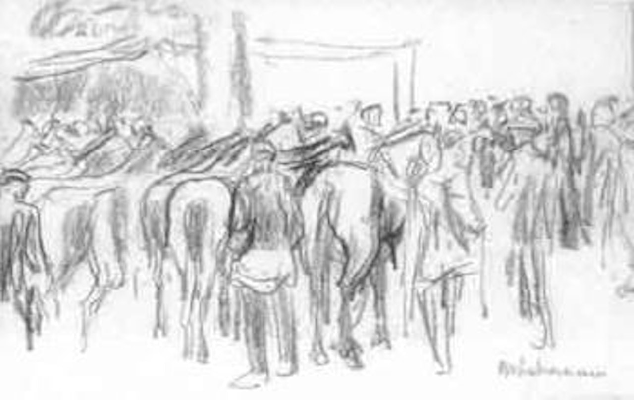Horse market in Amsterdam by Max Liebermann