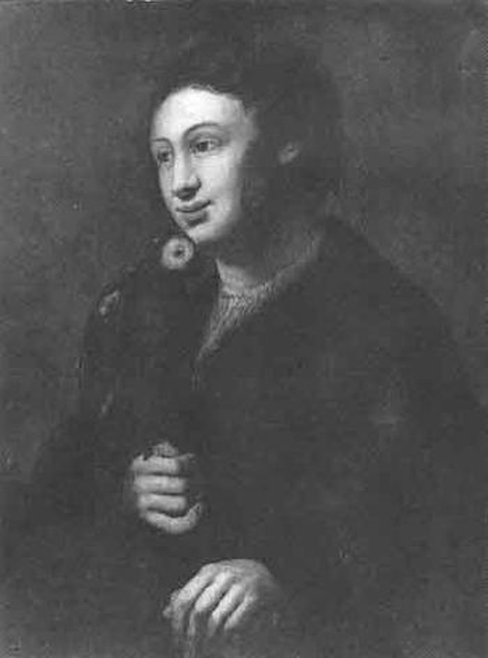 Jeune homme tenant un perroquet by Dutch School