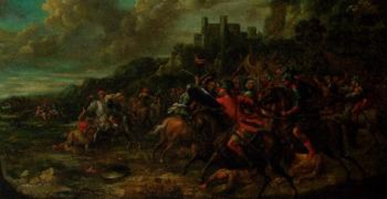 Cavalry engagement by Italian School