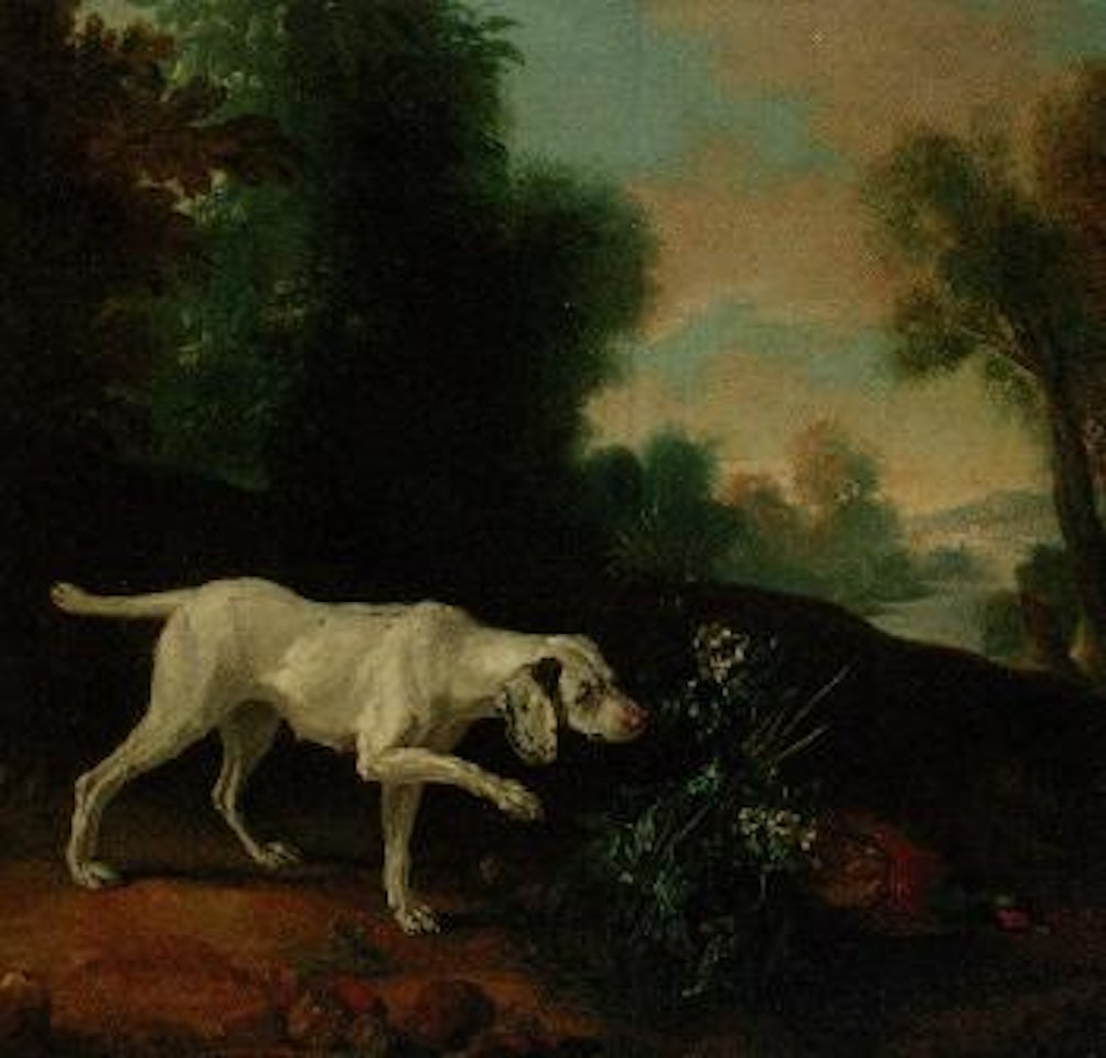 Pointer with a pheasant in a landscape by Jean-Baptiste Oudry
