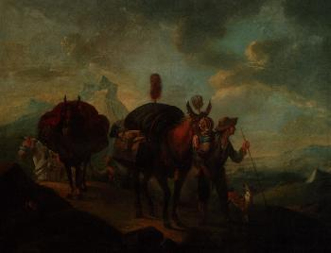 Muleteers on a mountain path by Gaspare Diziani
