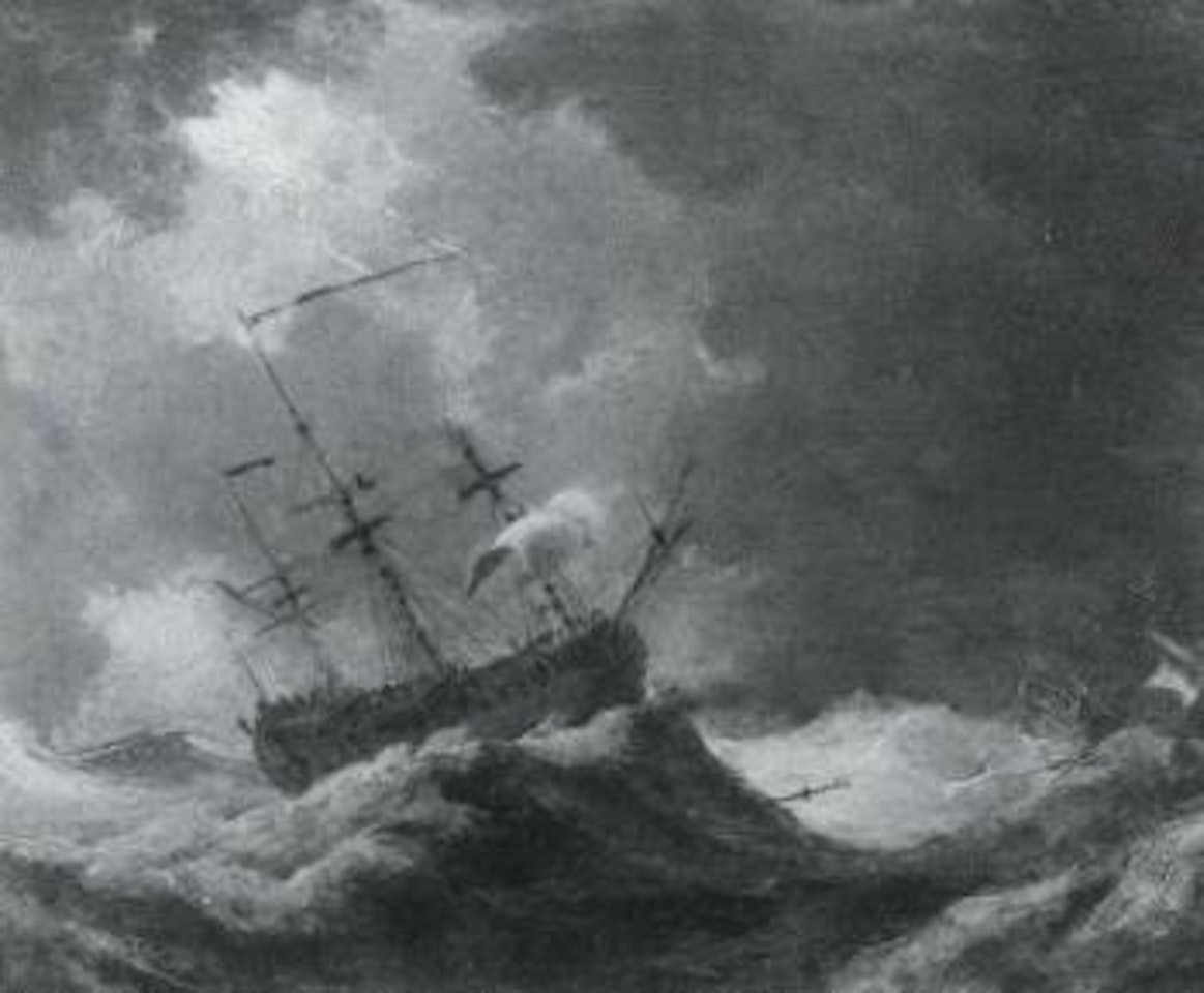 English man-o-war in a gale by Francis Swaine