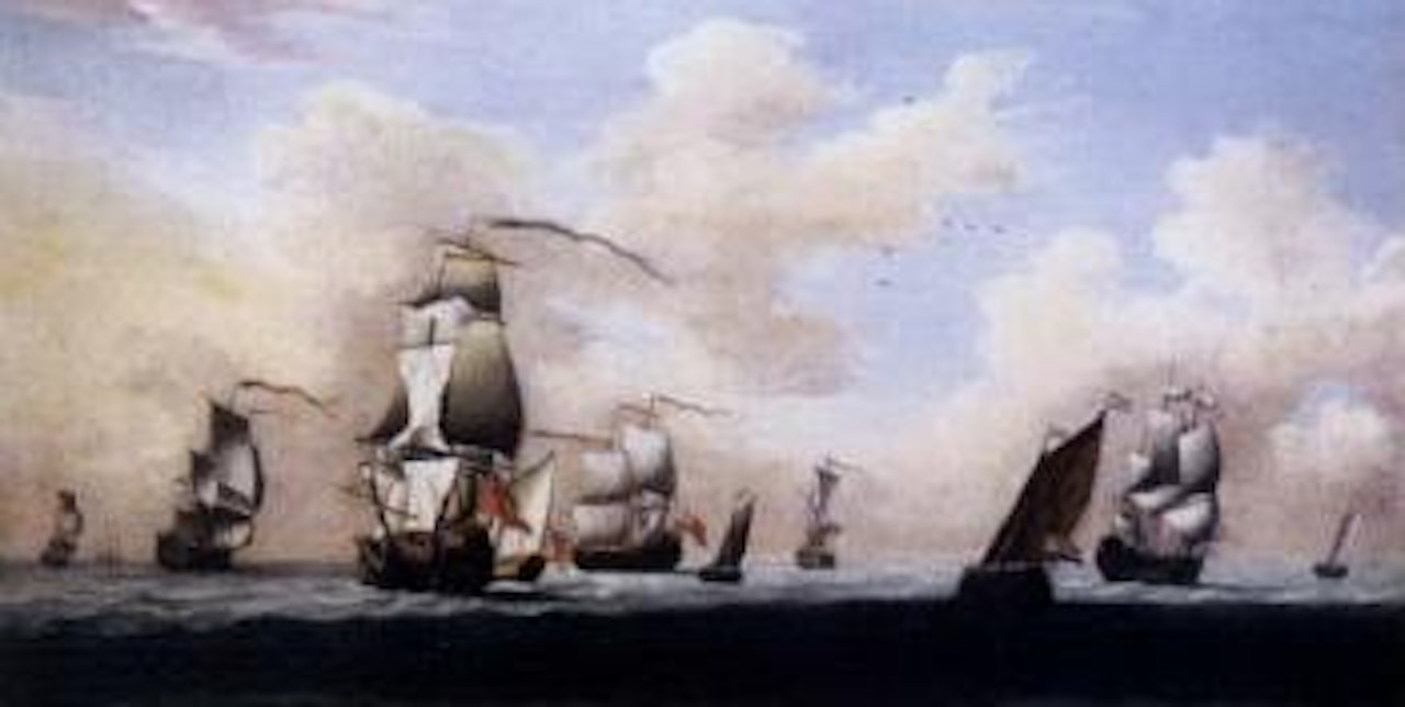 British and Dutch men-o-war at sea by Peter Monamy