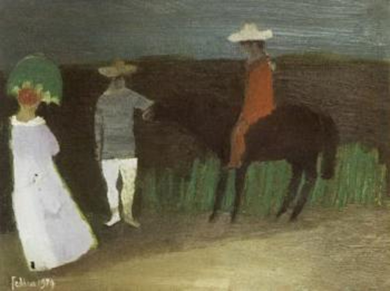 Green parasol by Mary Fedden