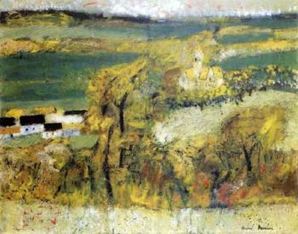 Paysage de campagne a l'eglise de Brainois by André Brasilier