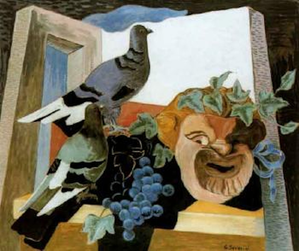 Mask, grapes and pigeons by Gino Severini