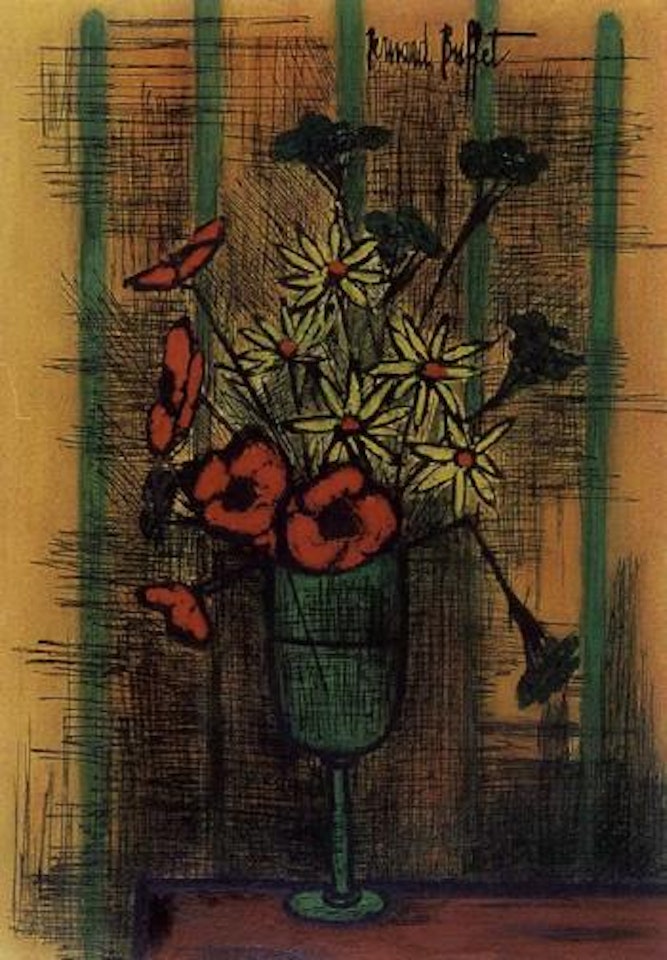 Flowers in wine glass by Bernard Buffet