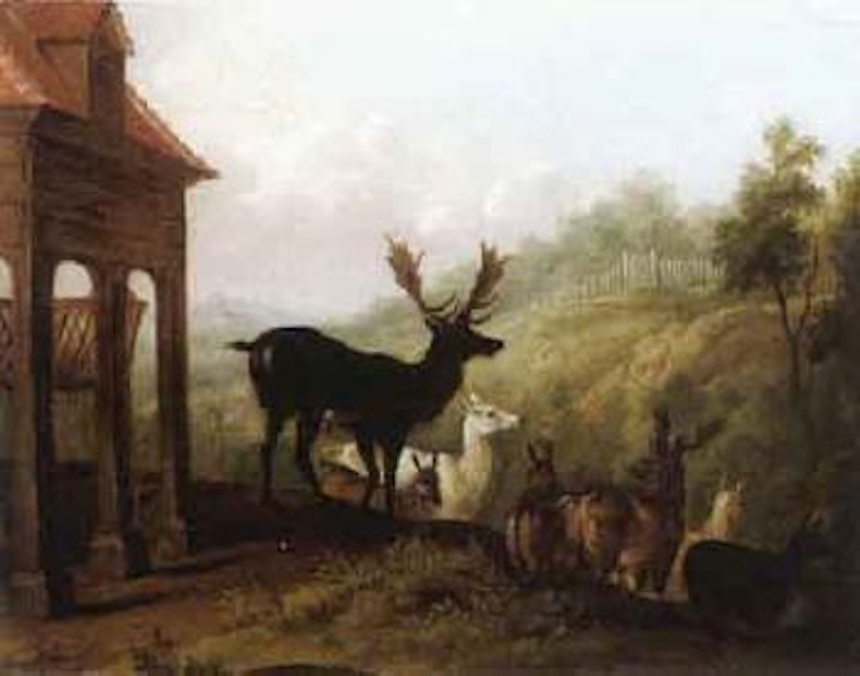 Deer and reindeer in landscapes by Jean-Baptiste Oudry