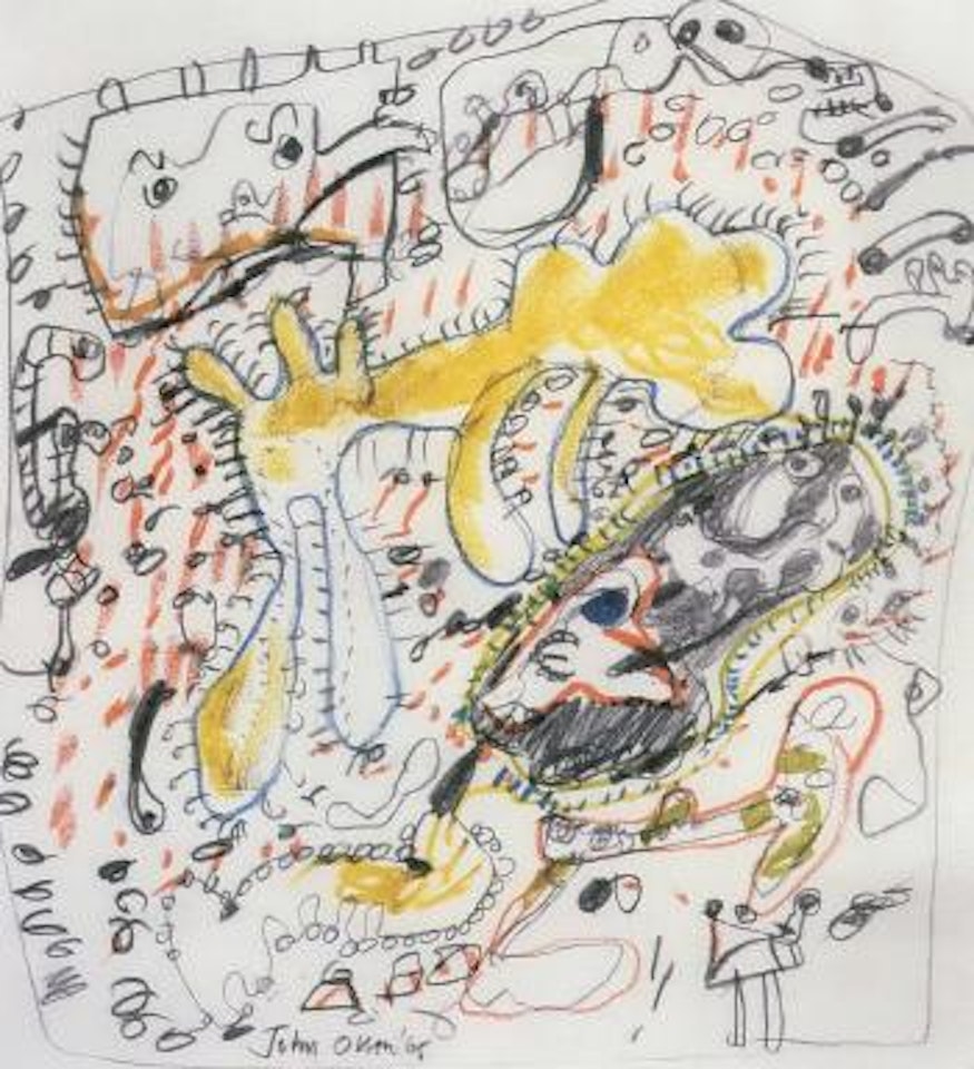 Dog in the yard by John Olsen