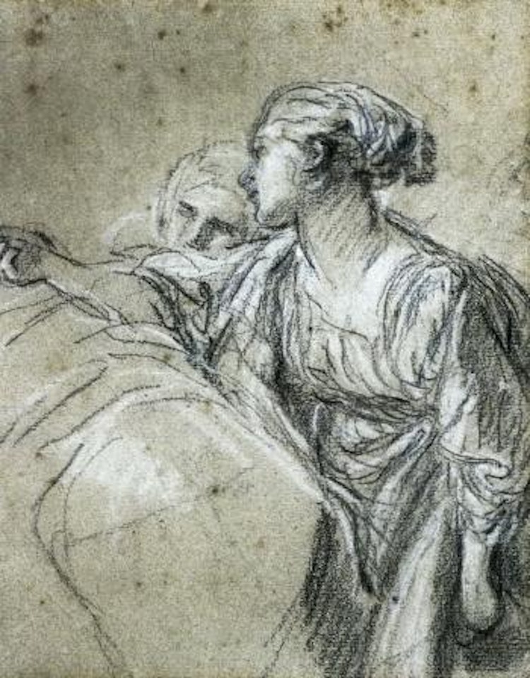 Etude de femme avec une tete au second plan by Francois Boucher