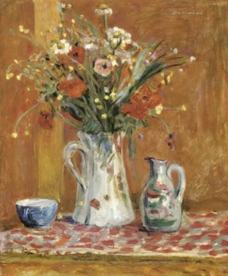 Fleurs avec poterie by Pierre Bonnard