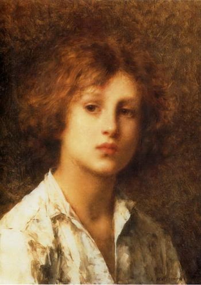 Portrait of a young boy by Alexei Harlamoff