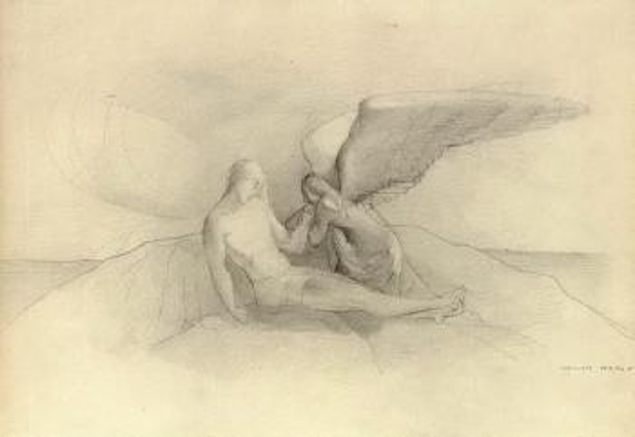 L'ange et l'homme by Odilon Redon