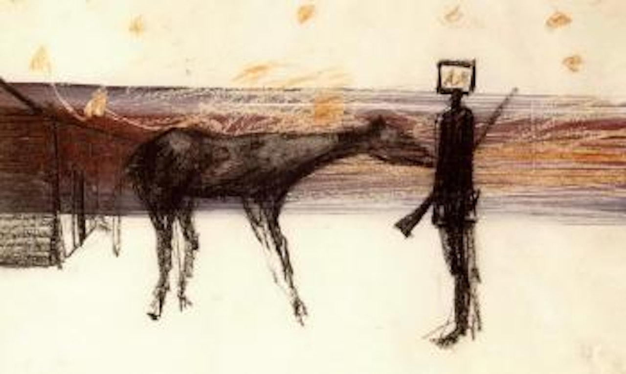 Kelly and horse by Sidney Nolan