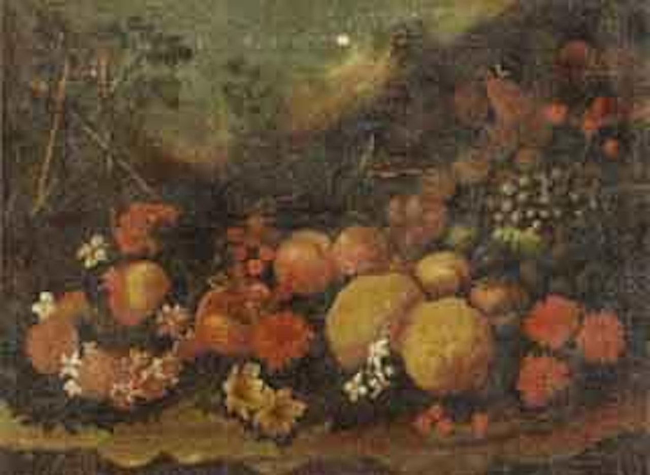 Pomegranates, apples, grapes by Roman School