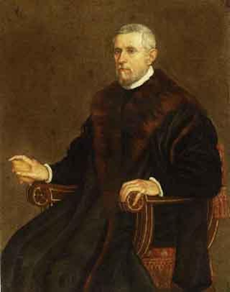 Portrait of gentleman seated three quarter length holding lemon by Leandro Bassano