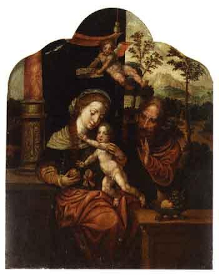 Holy Family with angel by Attributed to Pieter Coecke van Aelst I