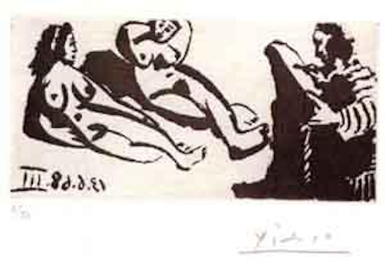 Peintre et deux modeles by Pablo Picasso